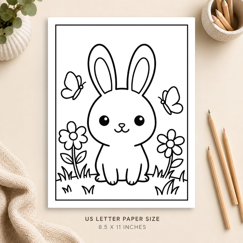 Cute Bunny Coloring Page 3