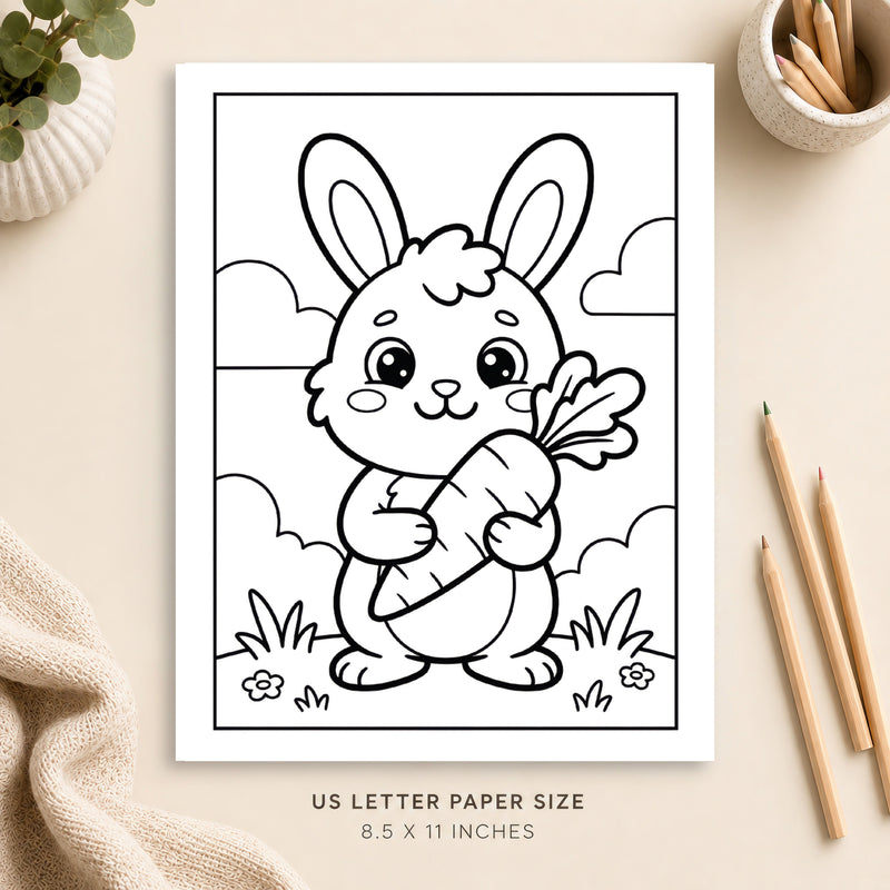 Cute Bunny Coloring Page 6