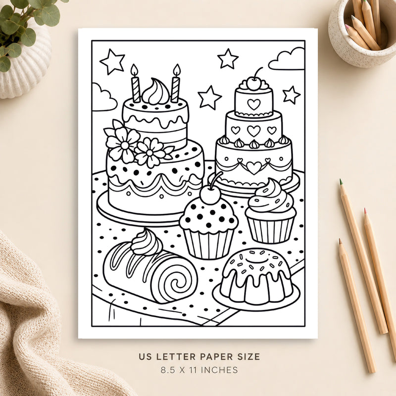 Cute Cake Coloring Page 3