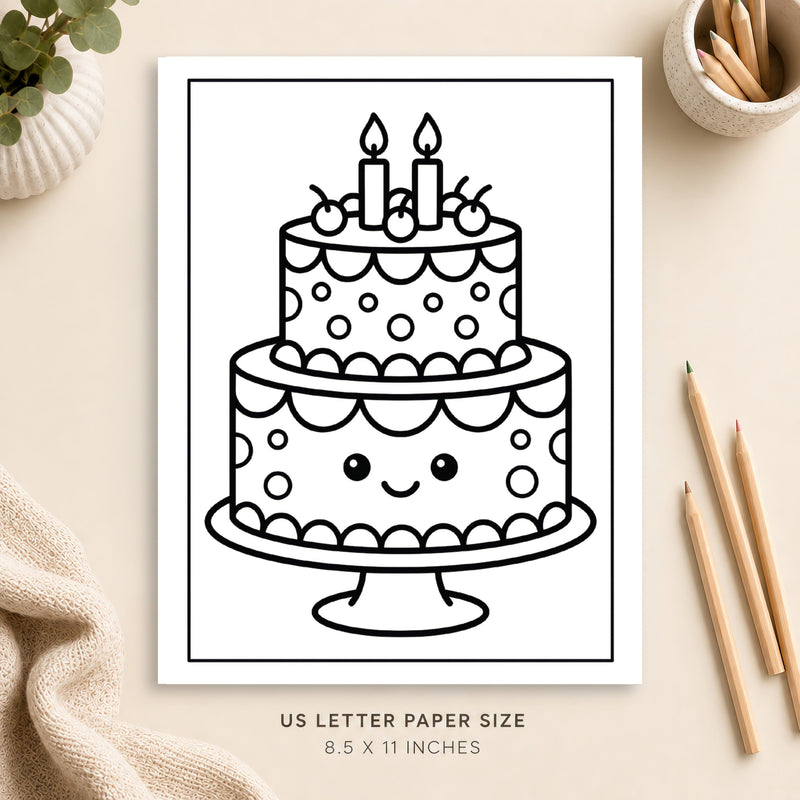Cute Cake Coloring Page 5