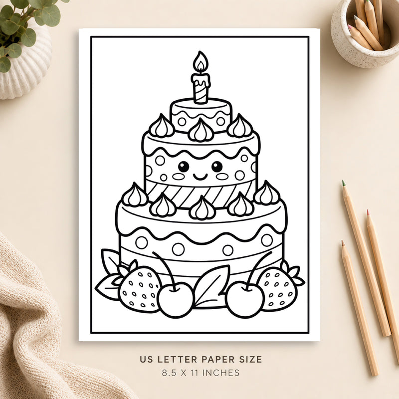 Cute Cake Coloring Page 6