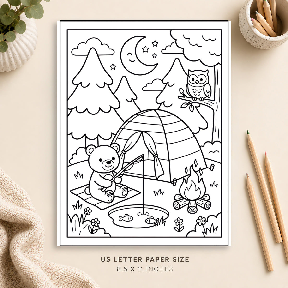 Cute Camping Coloring Page 3