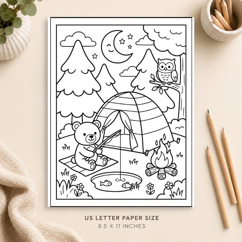 Cute Camping Coloring Page 3