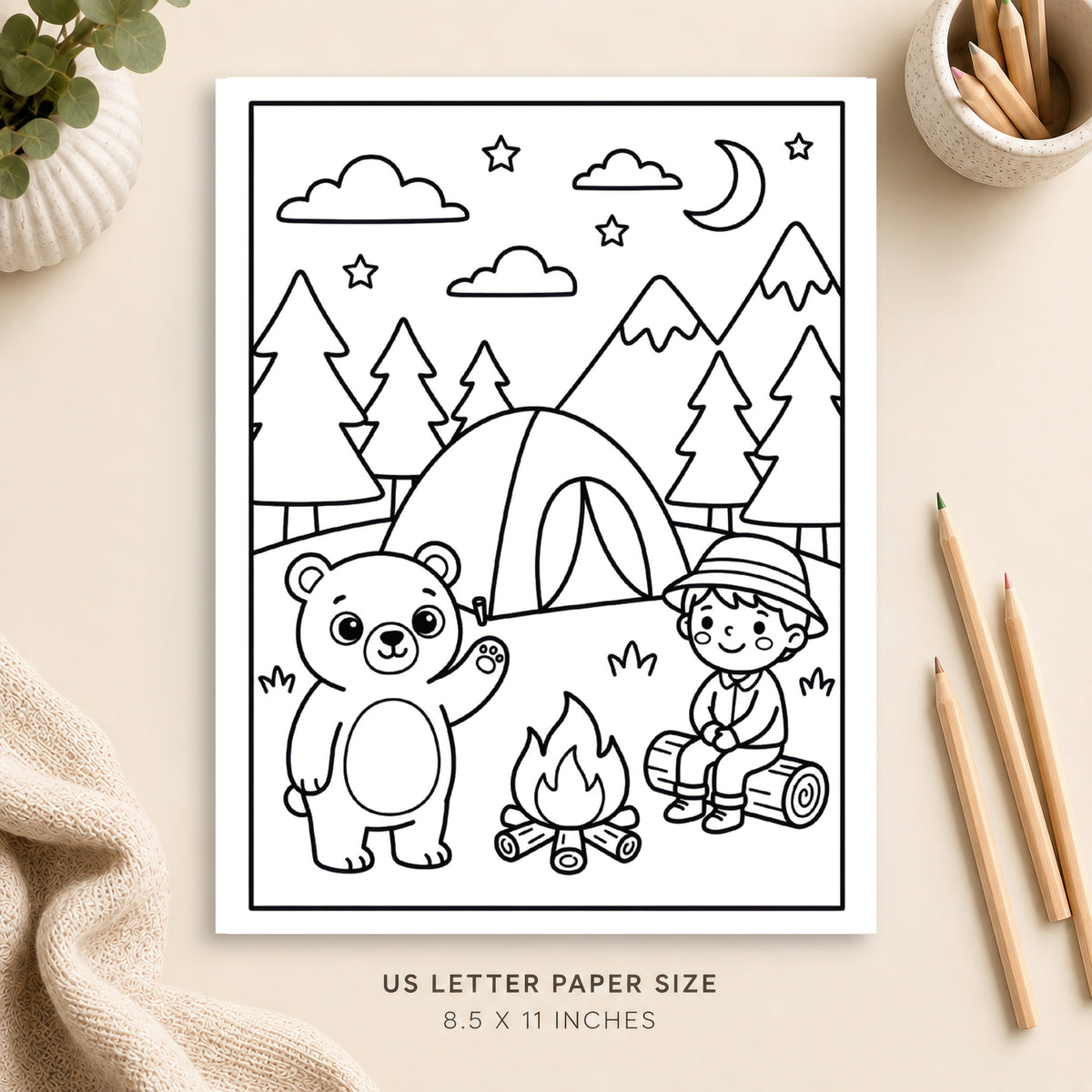 Cute Camping Coloring Page 4