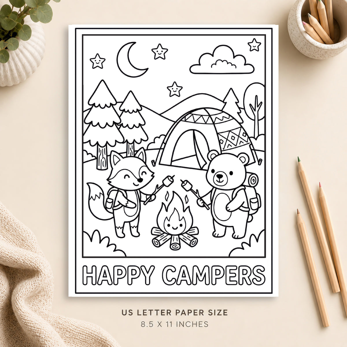 Cute Camping Coloring Page 5