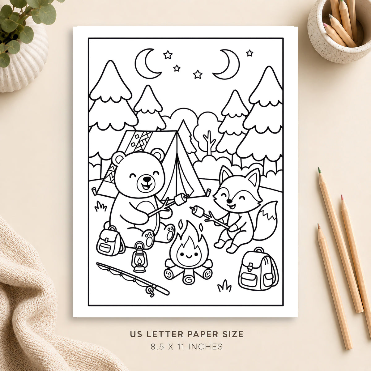 Cute Camping Coloring Page 6