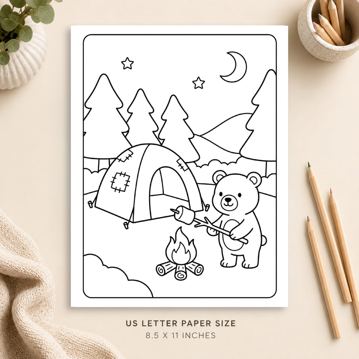 Cute Camping Coloring Page 7