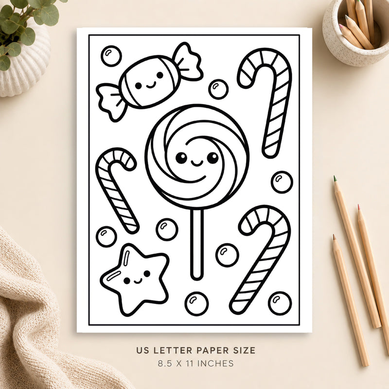 Cute Candy Coloring Page 1