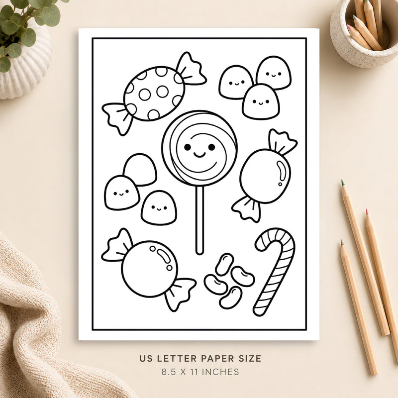 Cute Candy Coloring Page 2