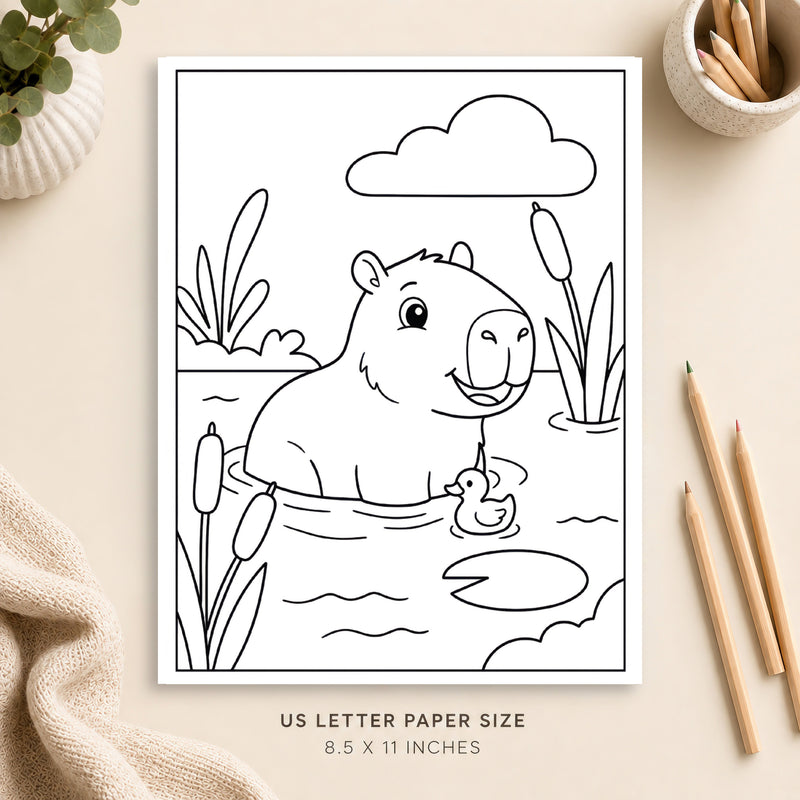 Cute Capybara Coloring Page 2