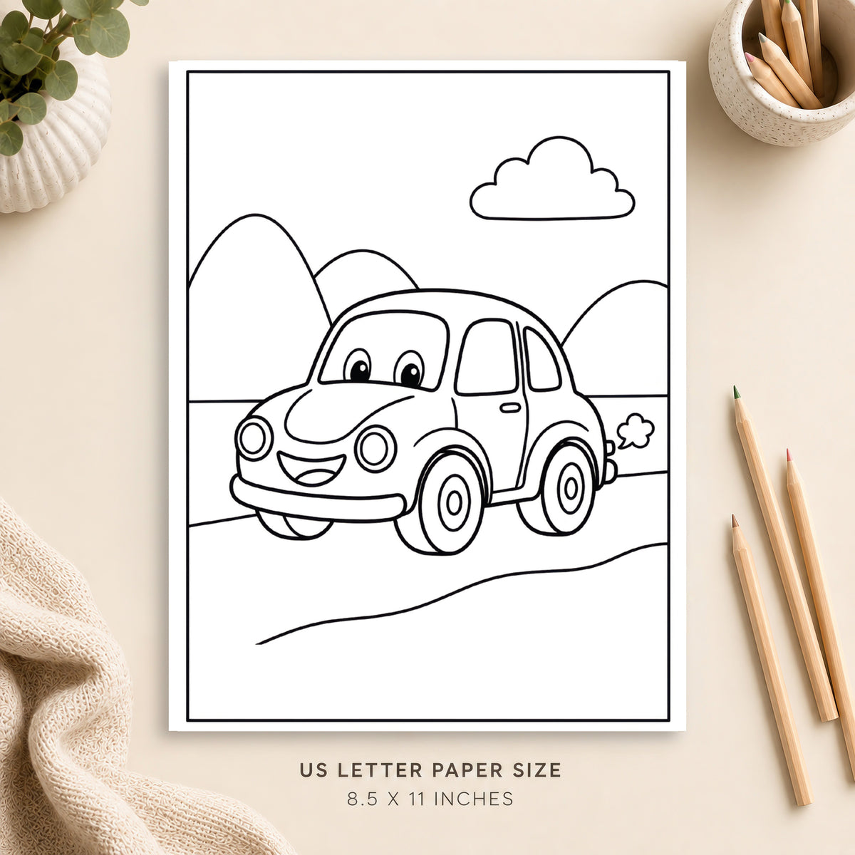 Cute Car Coloring Page 3