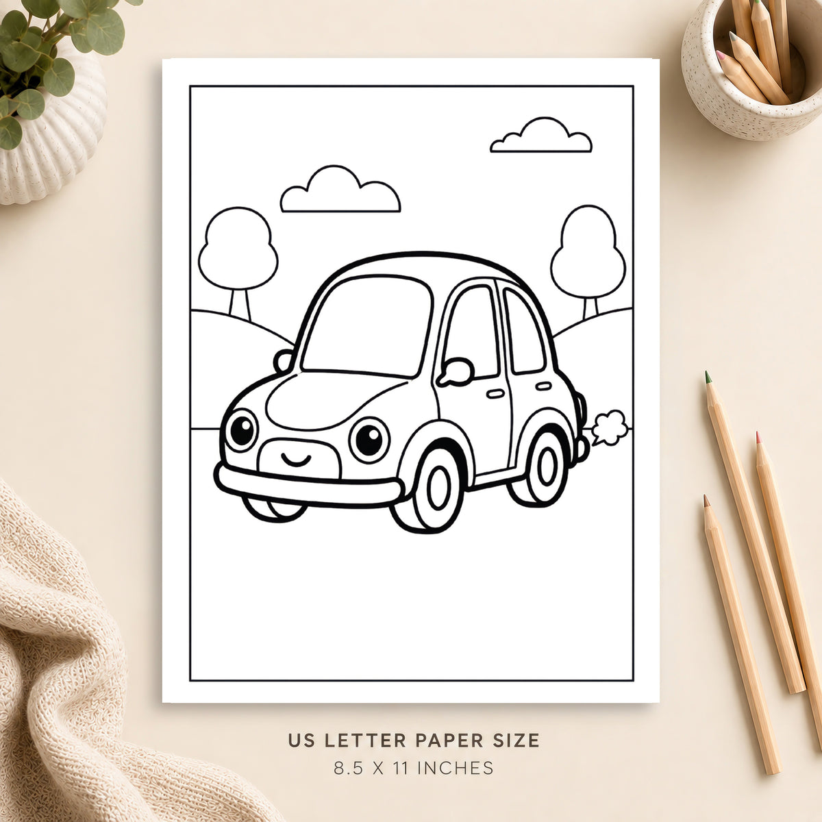 Cute Car Coloring Page 4