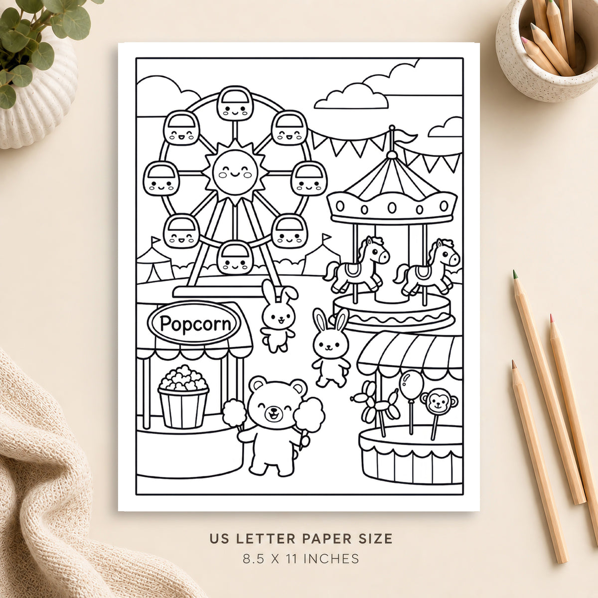 Cute Carnival Coloring Page 1
