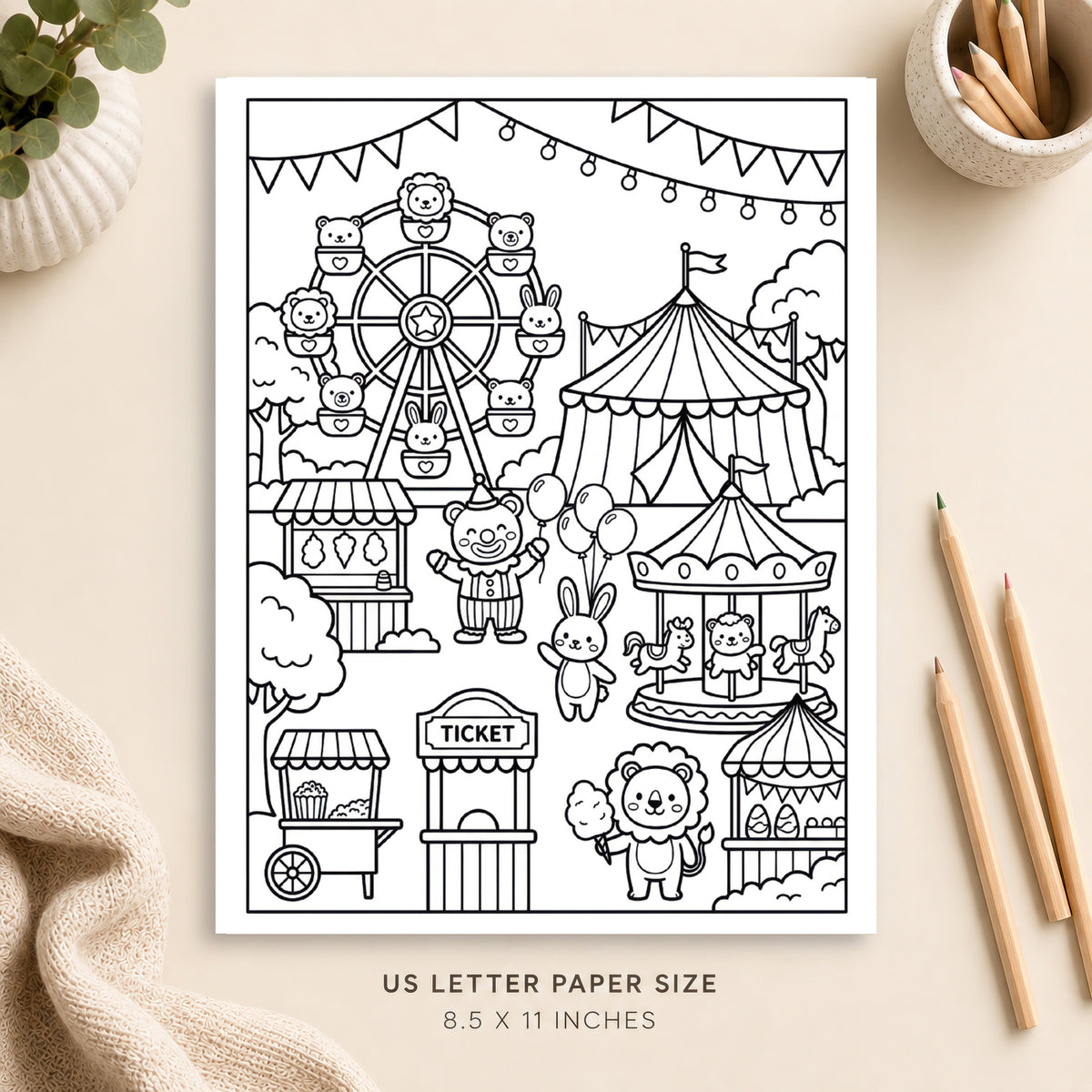 Cute Carnival Coloring Page 2