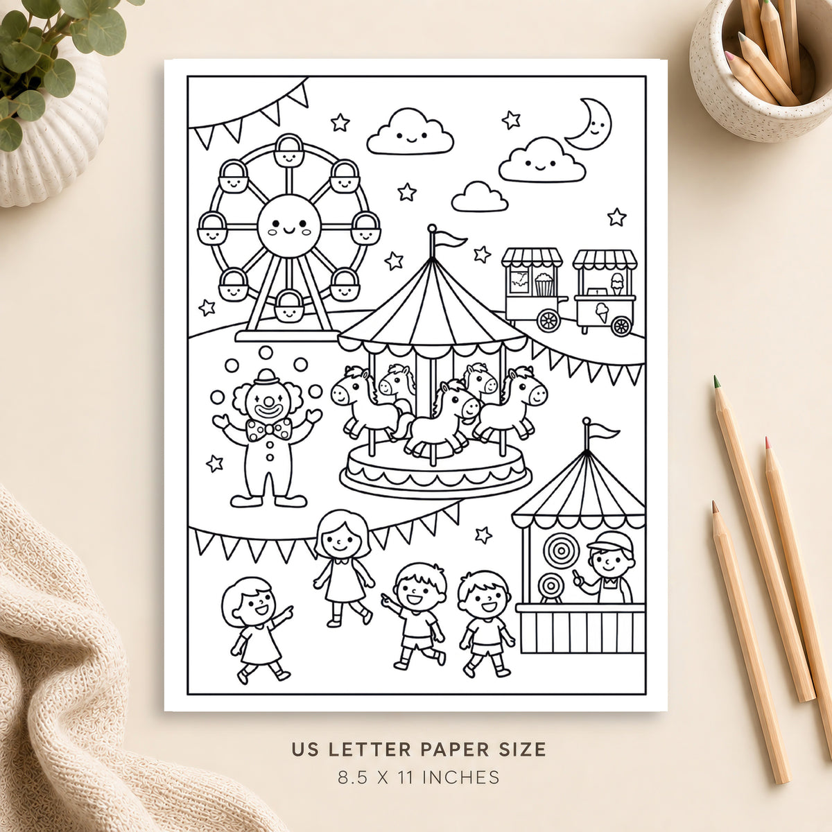 Cute Carnival Coloring Page 3