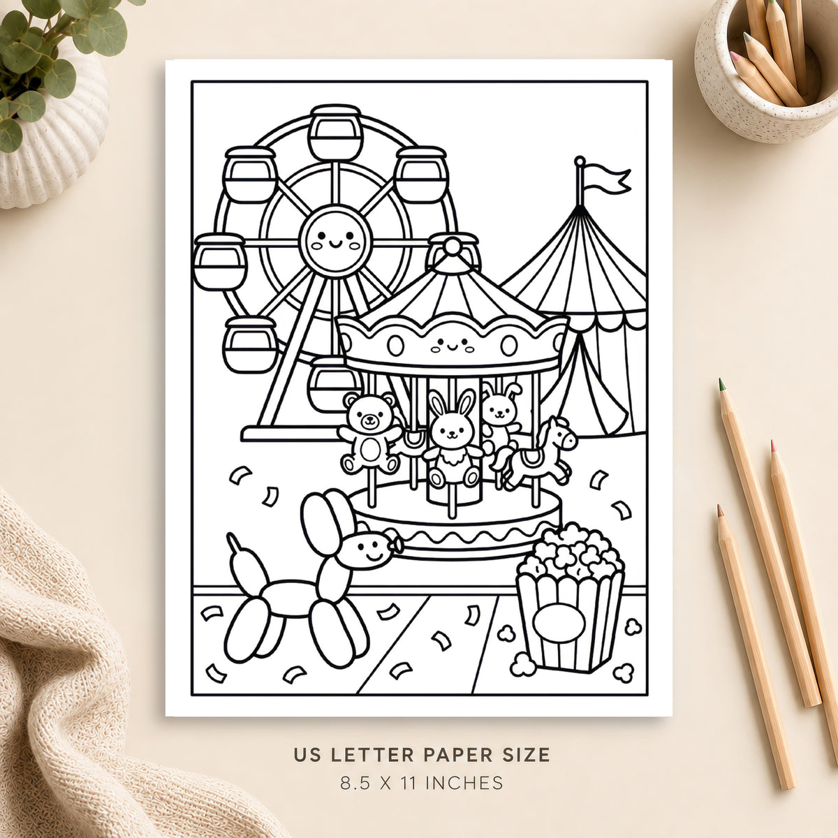 Cute Carnival Coloring Page 4