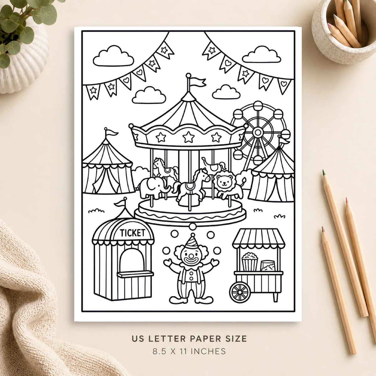 Cute Carnival Coloring Page 6