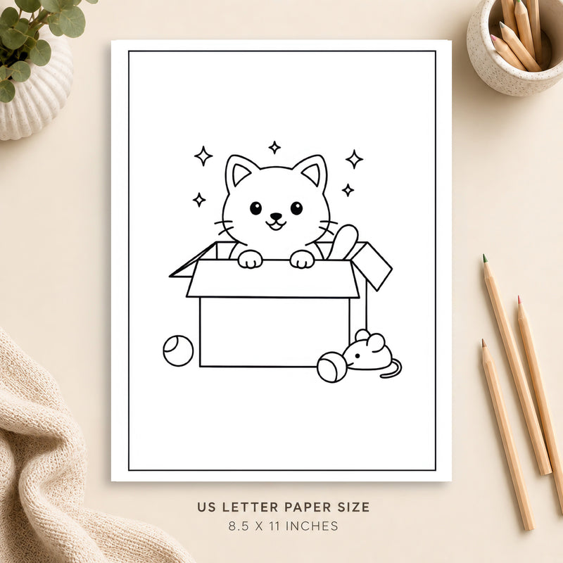 Cute Cat Coloring Page 2