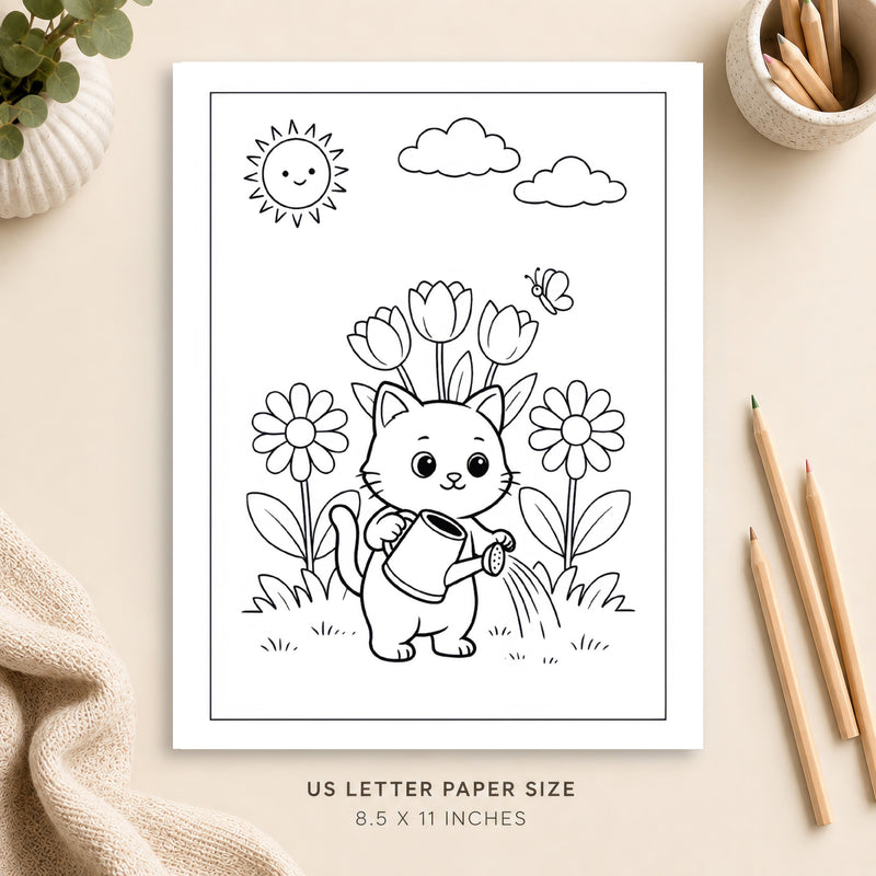 Cute Cat Coloring Page 5