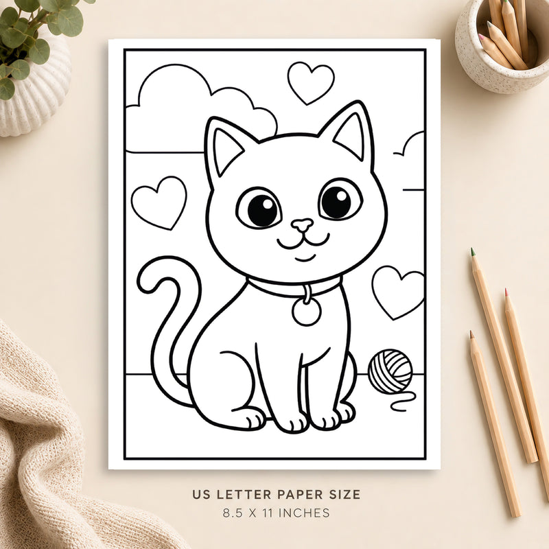 Cute Cat Coloring Page 6