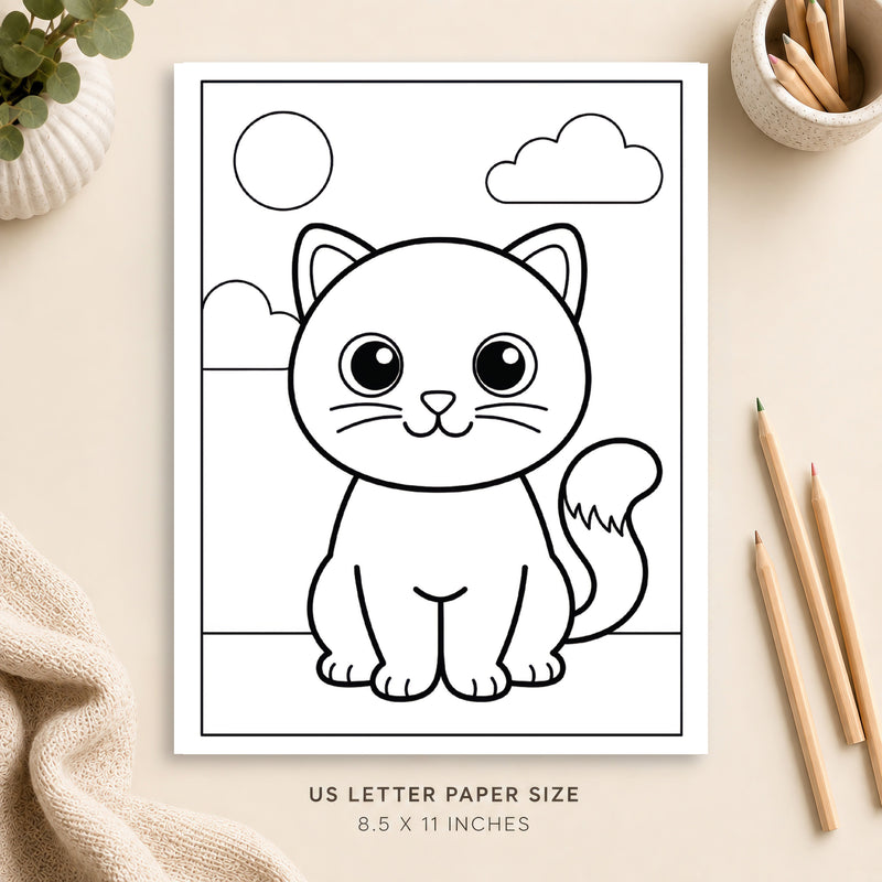 Cute Cat Coloring Page 7