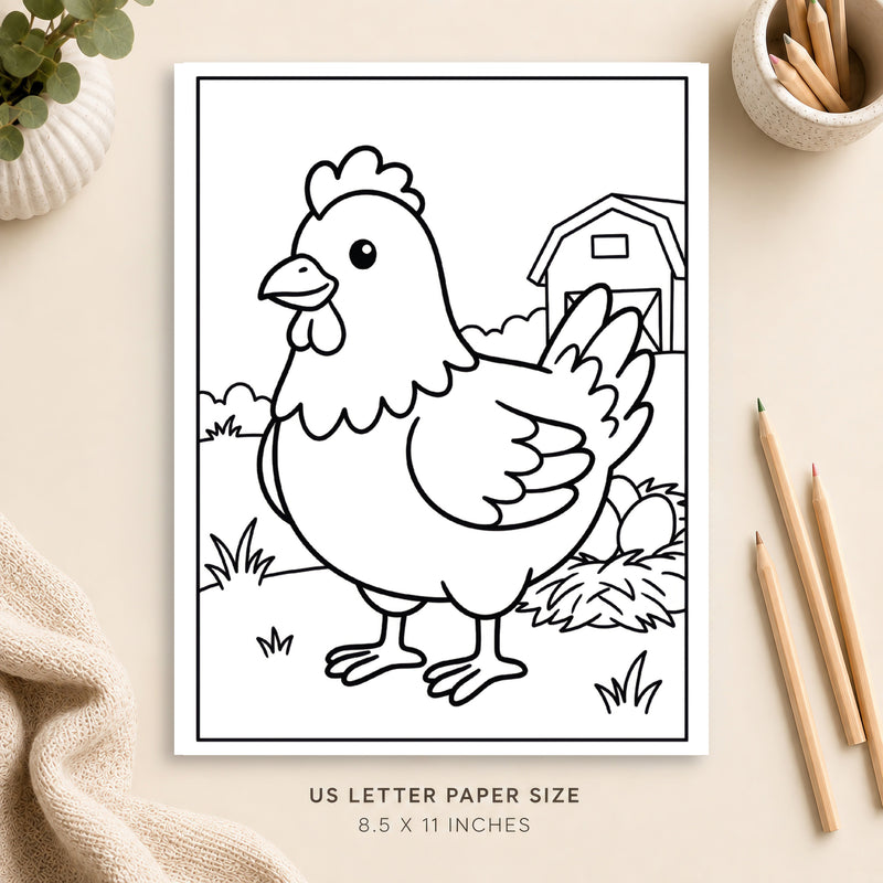 Cute Chicken Coloring Page 3