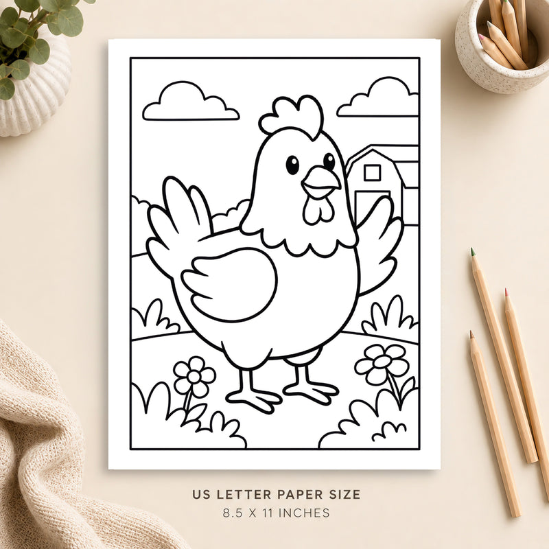 Cute Chicken Coloring Page 5