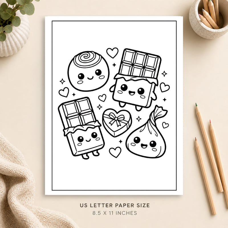 Cute Chocolate Coloring Page 1