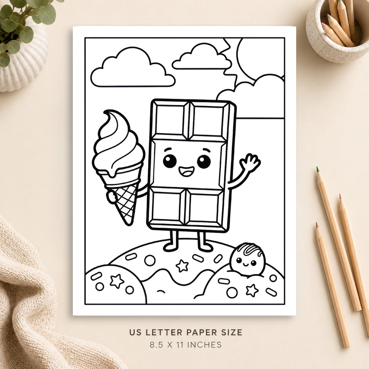 Cute Chocolate Coloring Page 4