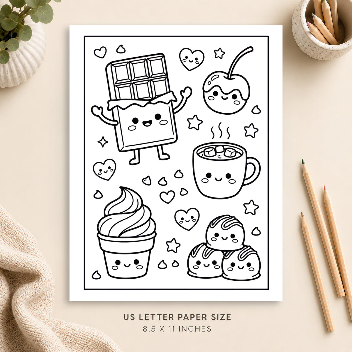 Cute Chocolate Coloring Page 6