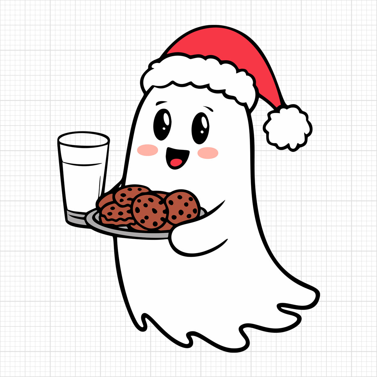 Cute Christmas Ghost Holding Cookies