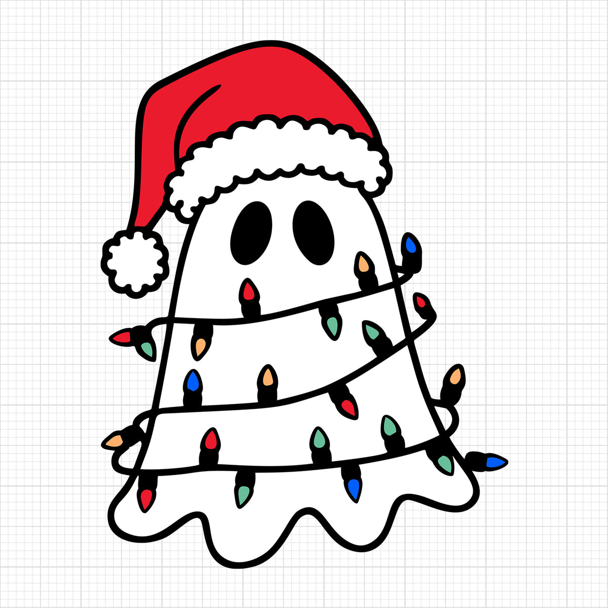 Cute Christmas Ghost Wrapped in Christmas Lights