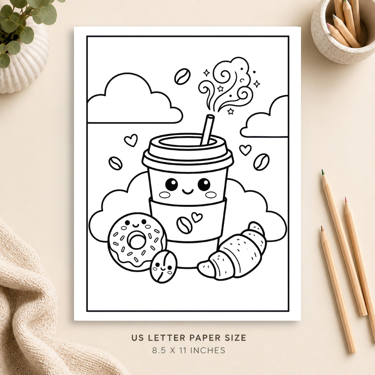 Cute Coffee Coloring Page 2