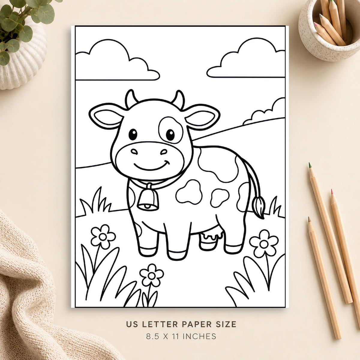 Cute Cow Coloring Page 1