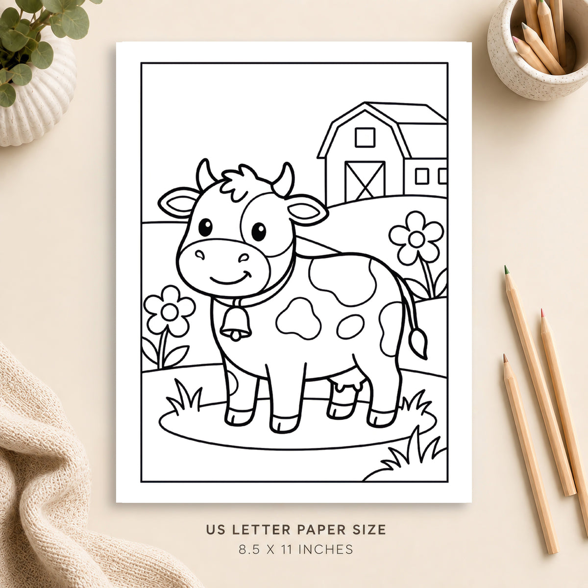 Cute Cow Coloring Page 3