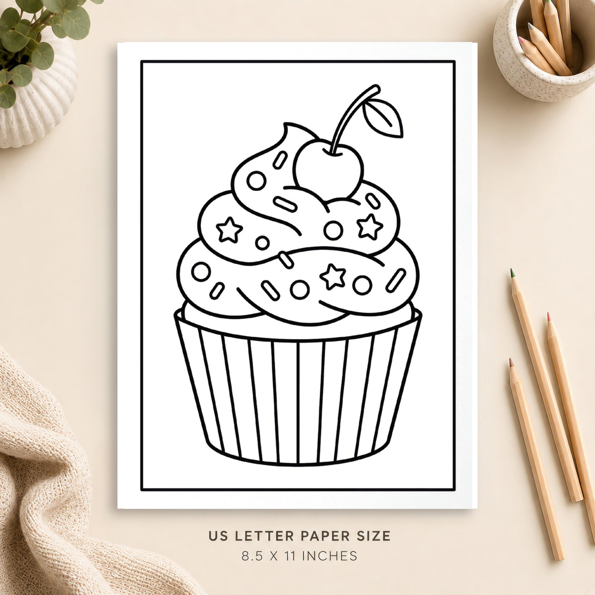Cute Cupcake Coloring Page 2
