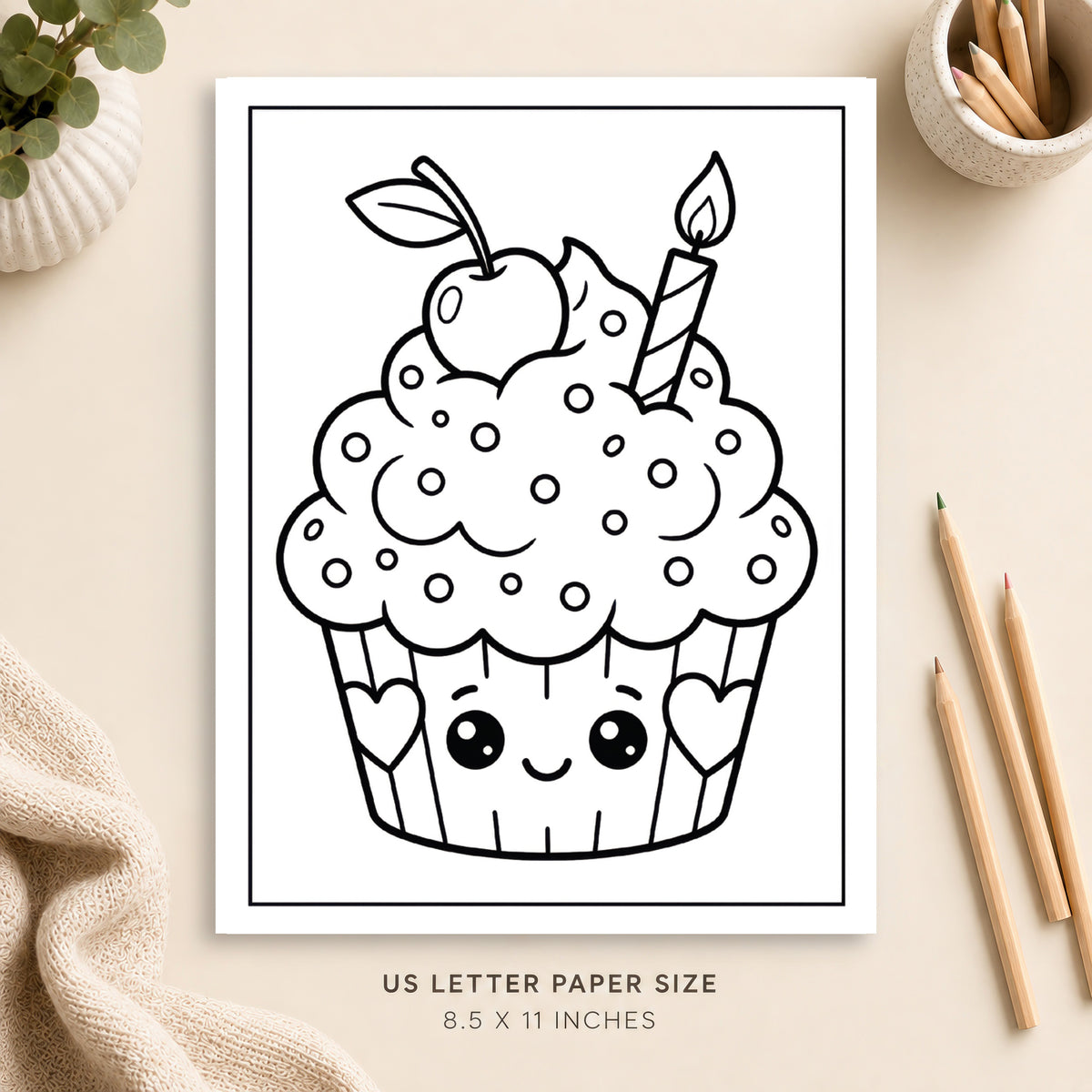 Cute Cupcake Coloring Page 3