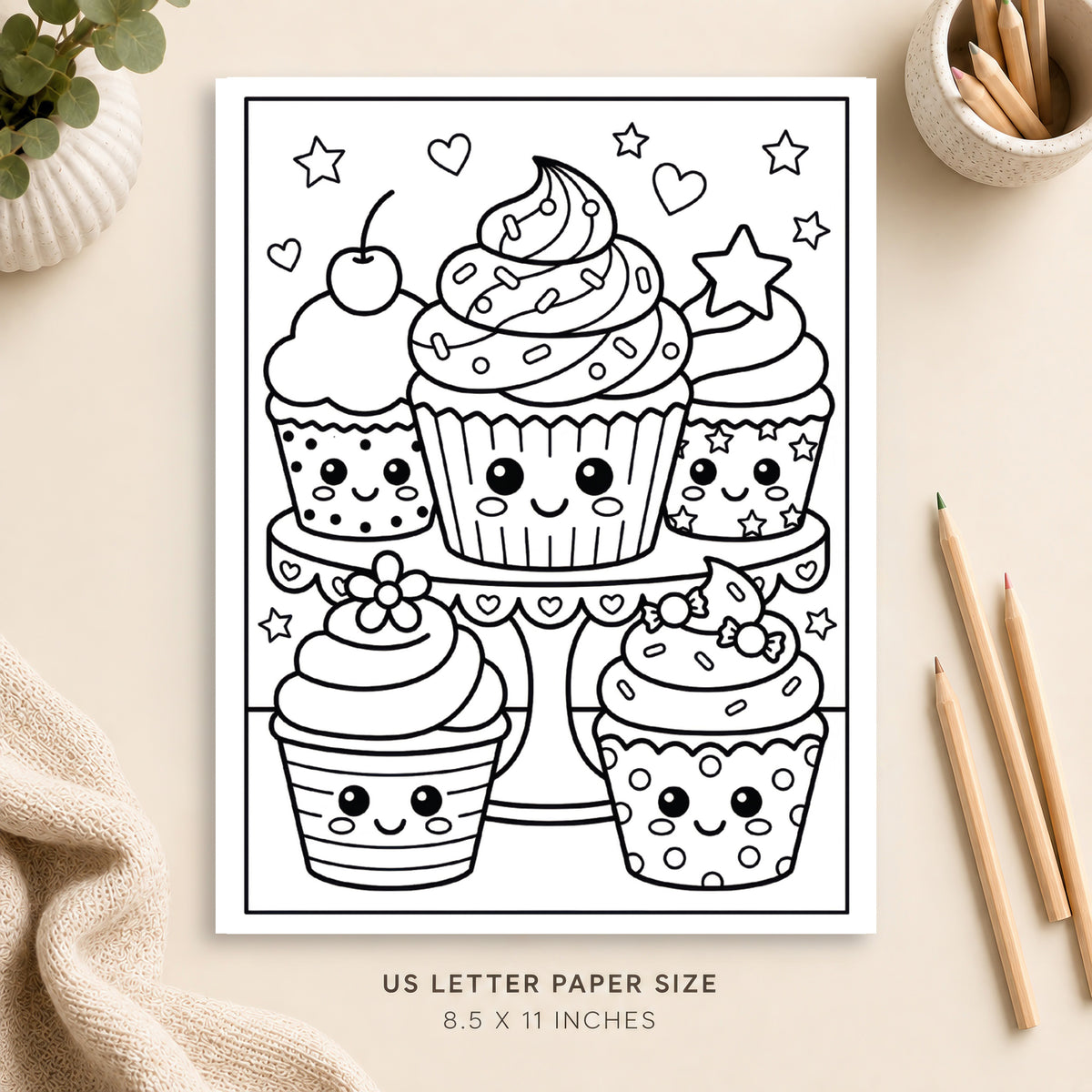 Cute Cupcake Coloring Page 5