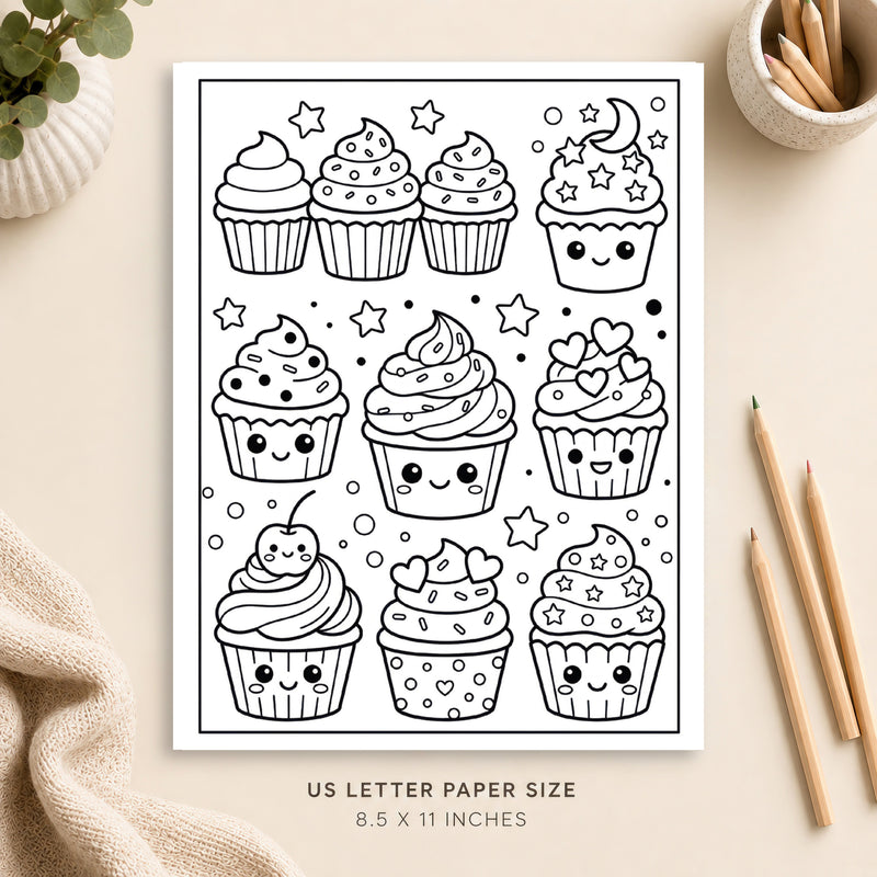 Cute Cupcake Coloring Page 7