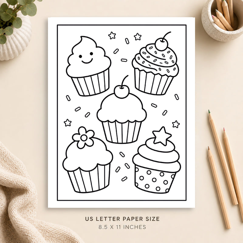 Cute Cupcake Coloring Page 8