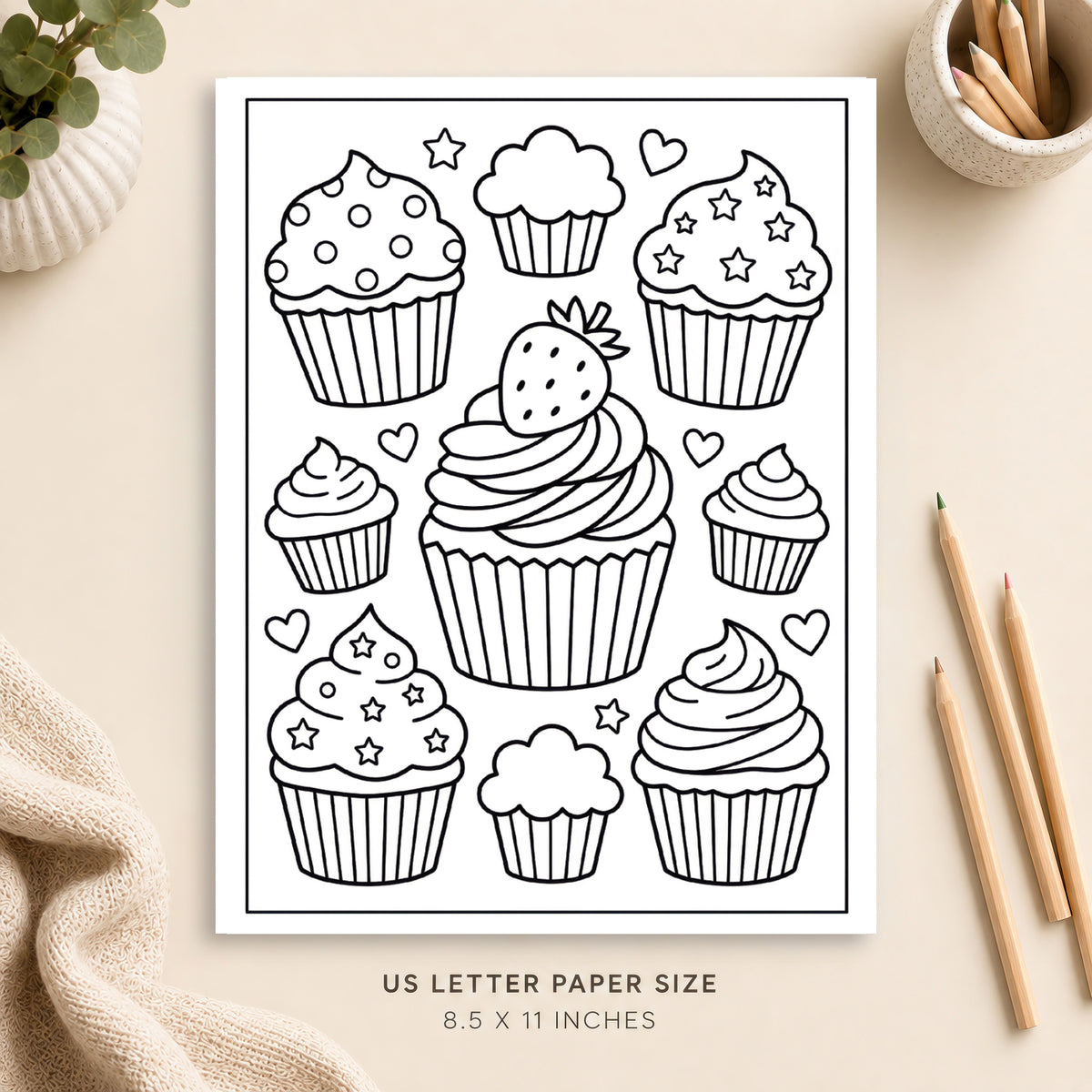 Cute Cupcake Coloring Page 9