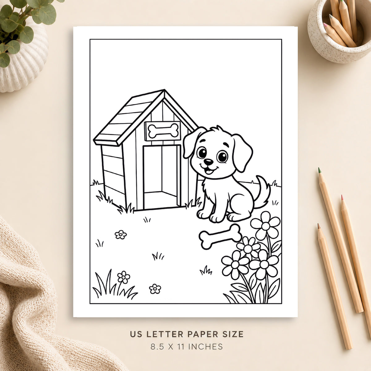 Cute Dog Coloring Page 2