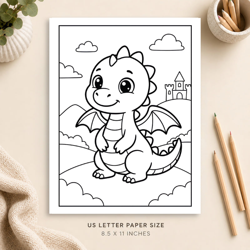 Cute Dragon Coloring Page 1