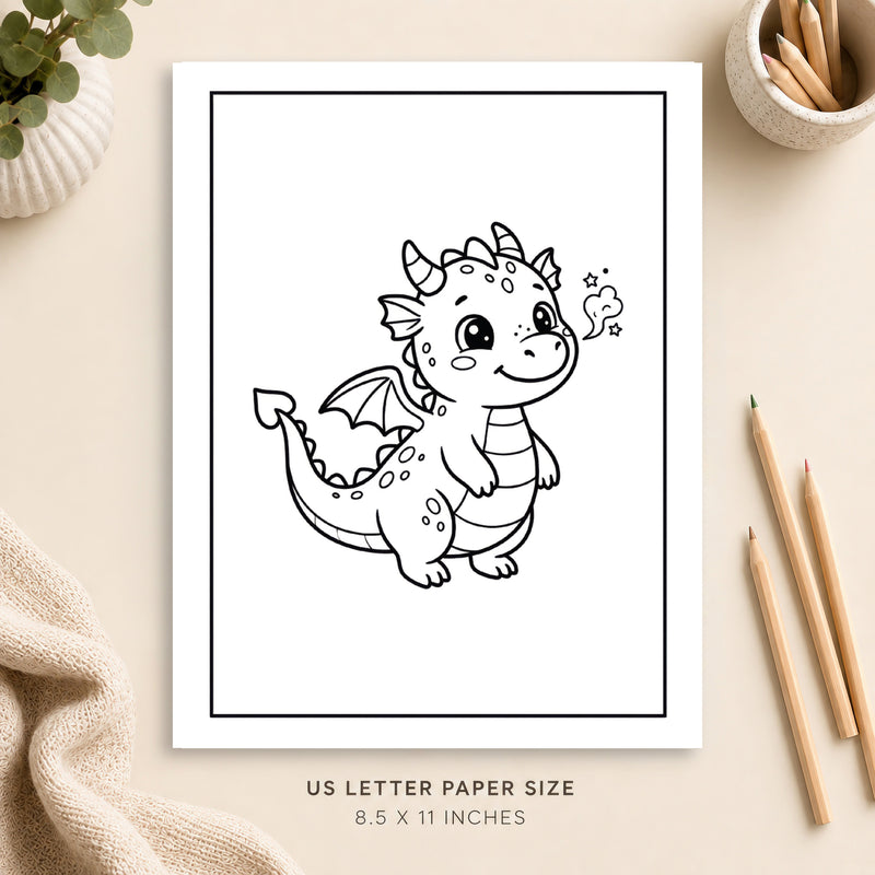 Cute Dragon Coloring Page 2