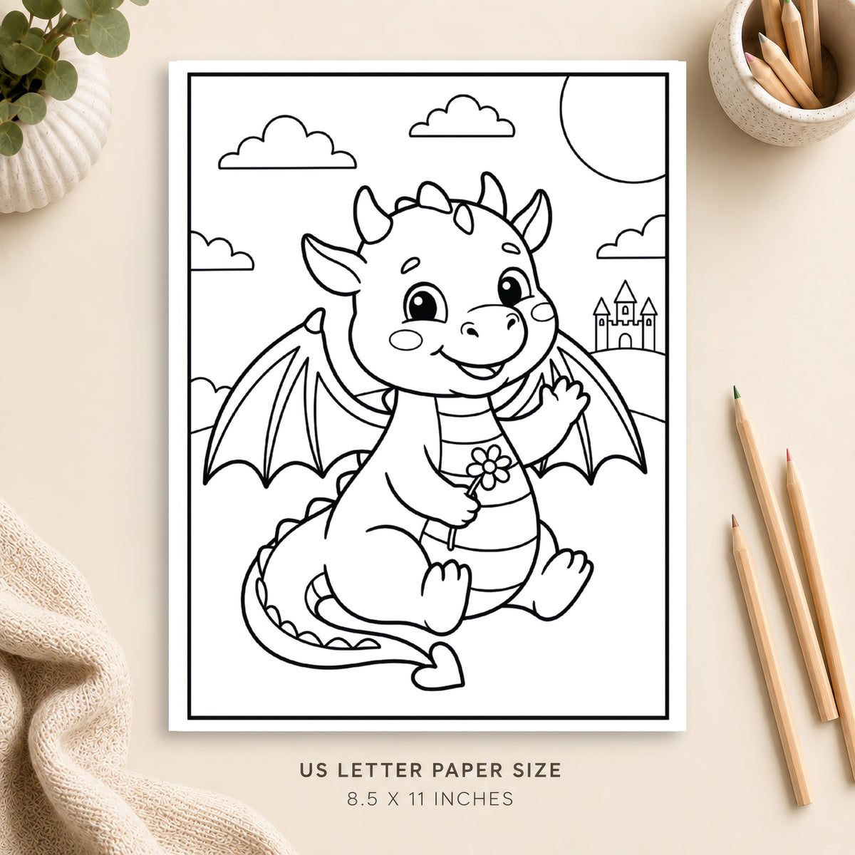 Cute Dragon Coloring Page 3