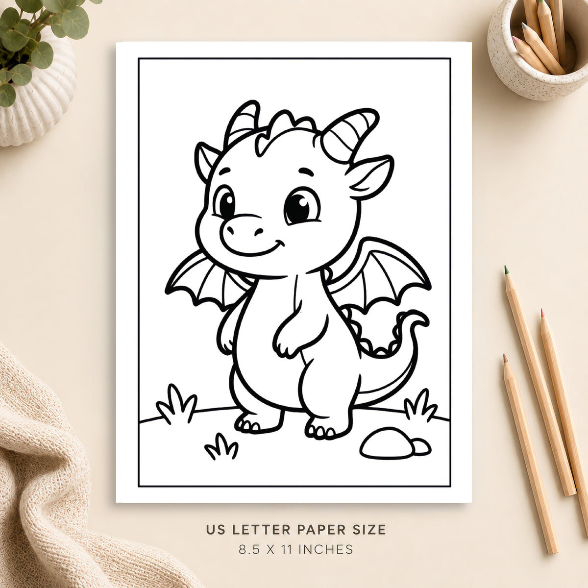 Cute Dragon Coloring Page 4