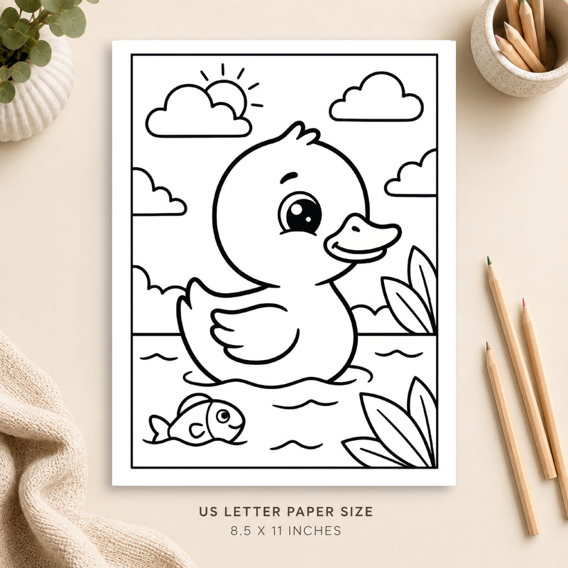 Cute Duck Coloring Page 2