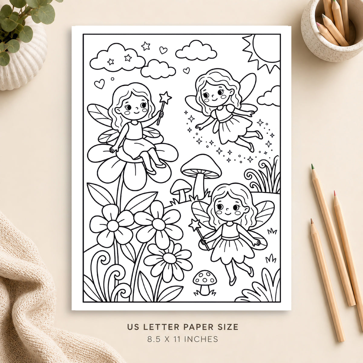 Cute Fairy Coloring Page 1