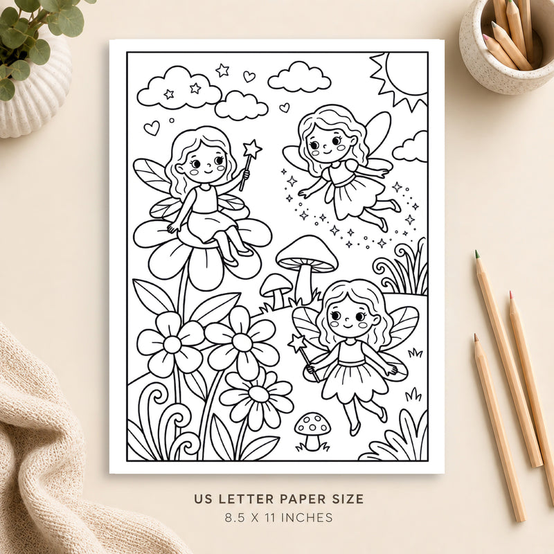 Cute Fairy Coloring Page 1