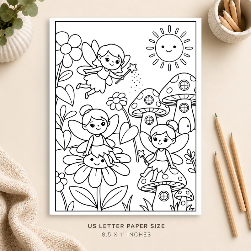 Cute Fairy Coloring Page 2